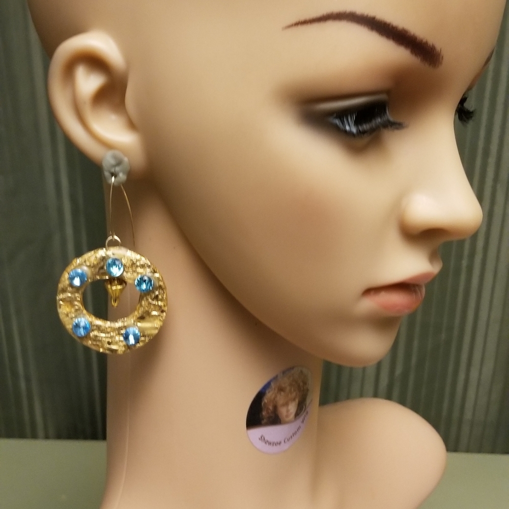 Swarovski Diedra  Gold Foil Dangling Earrings